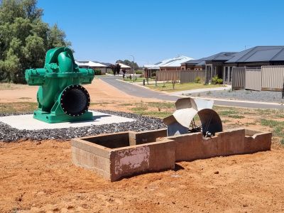Dethridge wheel in its original concrete box in Red Cliffs 